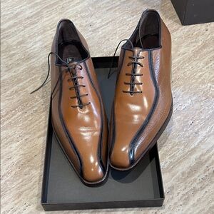 a. testoni Tan Leather Derbys size 8.5 NWT